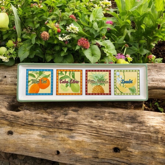 Signature Housewares Stoneware Platter with Tropical Drinks by Rivierra Van Beer - Picture 2 of 14